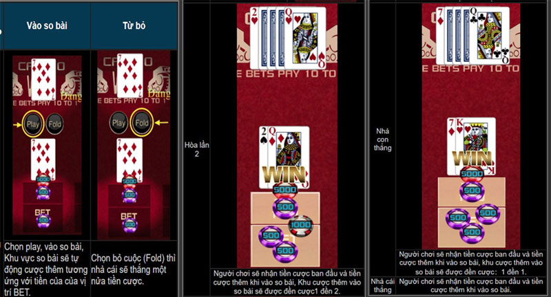 Các loại bài trong game casino war